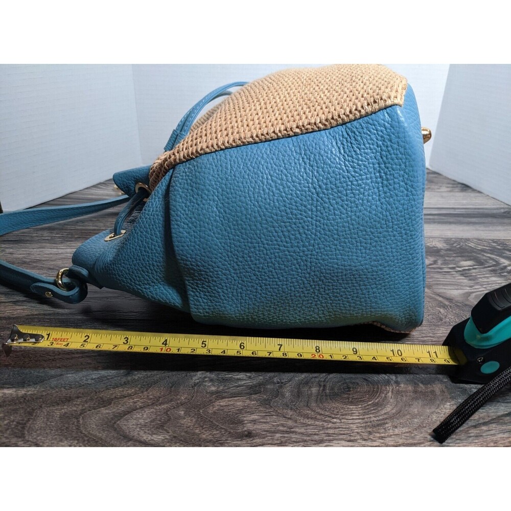 Unica Firenze Italian Leather Straw Handbag Light Blue NWT - Picture 11 of 12